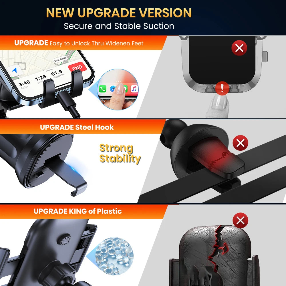TOPK Car Phone Holder Mount Air Vent Upgrade Auto-Locking Hook Clip Universal for iPhone 16 15 14 13 Pro Max Samsung S25 Ultra