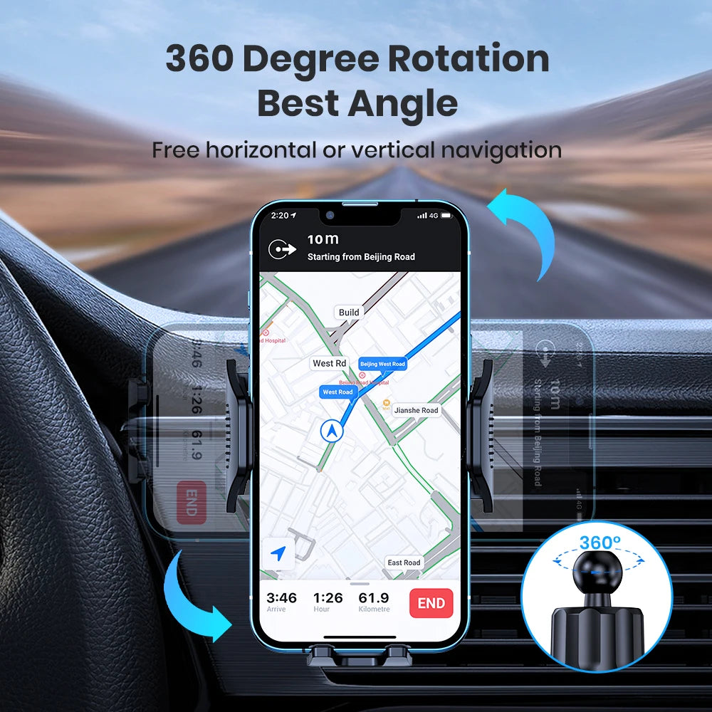 TOPK Car Phone Holder Mount Air Vent Upgrade Auto-Locking Hook Clip Universal for iPhone 16 15 14 13 Pro Max Samsung S25 Ultra