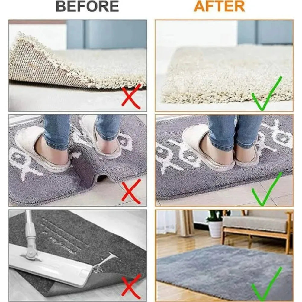 16/8pcs Carpet Non-slip Sticker Reusable Washable Anti Curling Carpet Patch Fixed Stickers Floor Rug Mat Tape Gripper Corner Pad